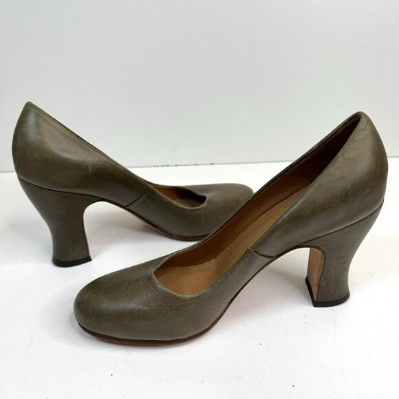 John Fluevog Miracles Medugorje Olive Green Leather Pumps Shoes Women’s Size 7 - Picture 8 of 11